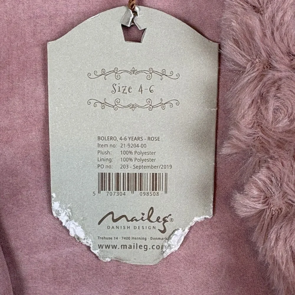 NEW Maileg Bolero Girls 4-6 Rose Pink Ballerina Dance Dress Up Shrug Jacket RARE